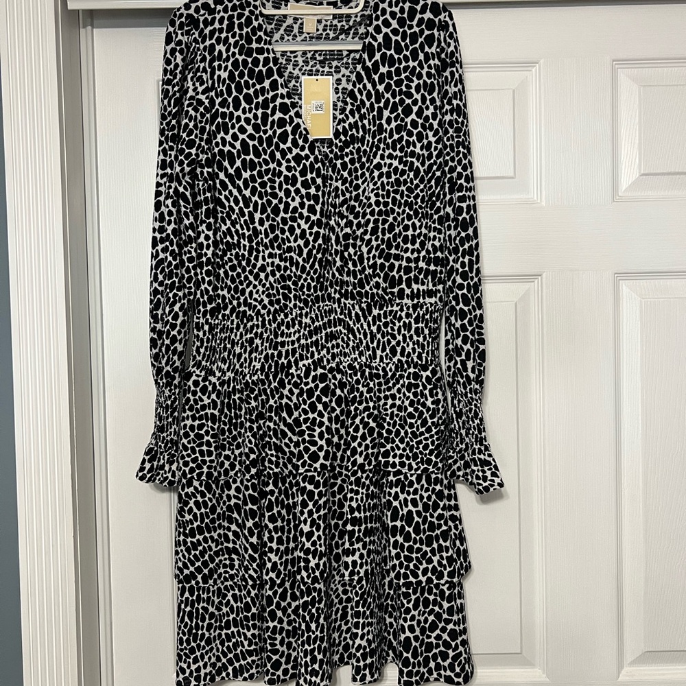 Michael Kors Black & White Tiered  Dress NWT